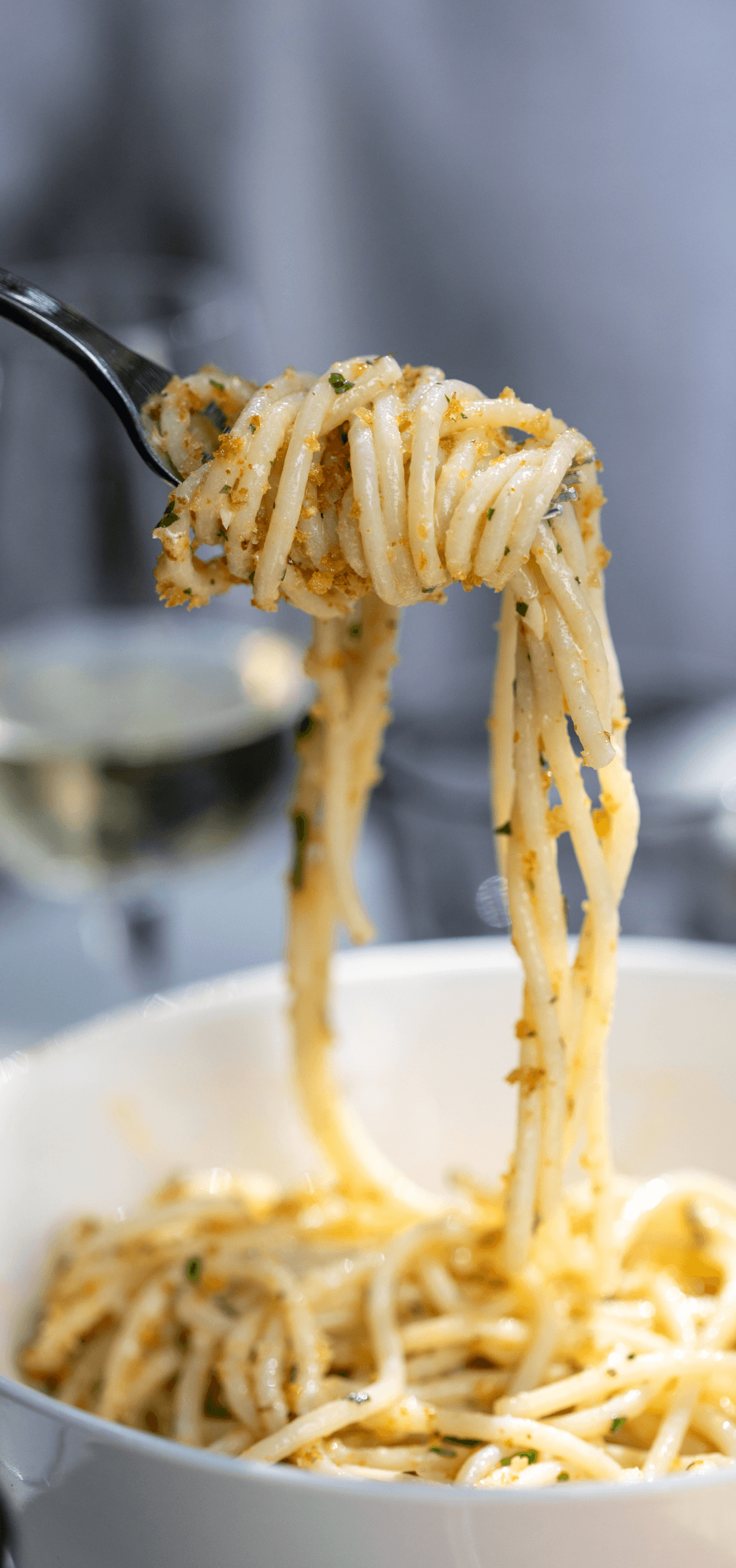 Pasta rolled onto a fork - Dining in Williamsburg, Brooklyn