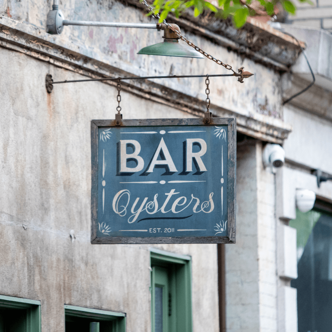 Bar Oysters sign in Williamsburg, Brooklyn