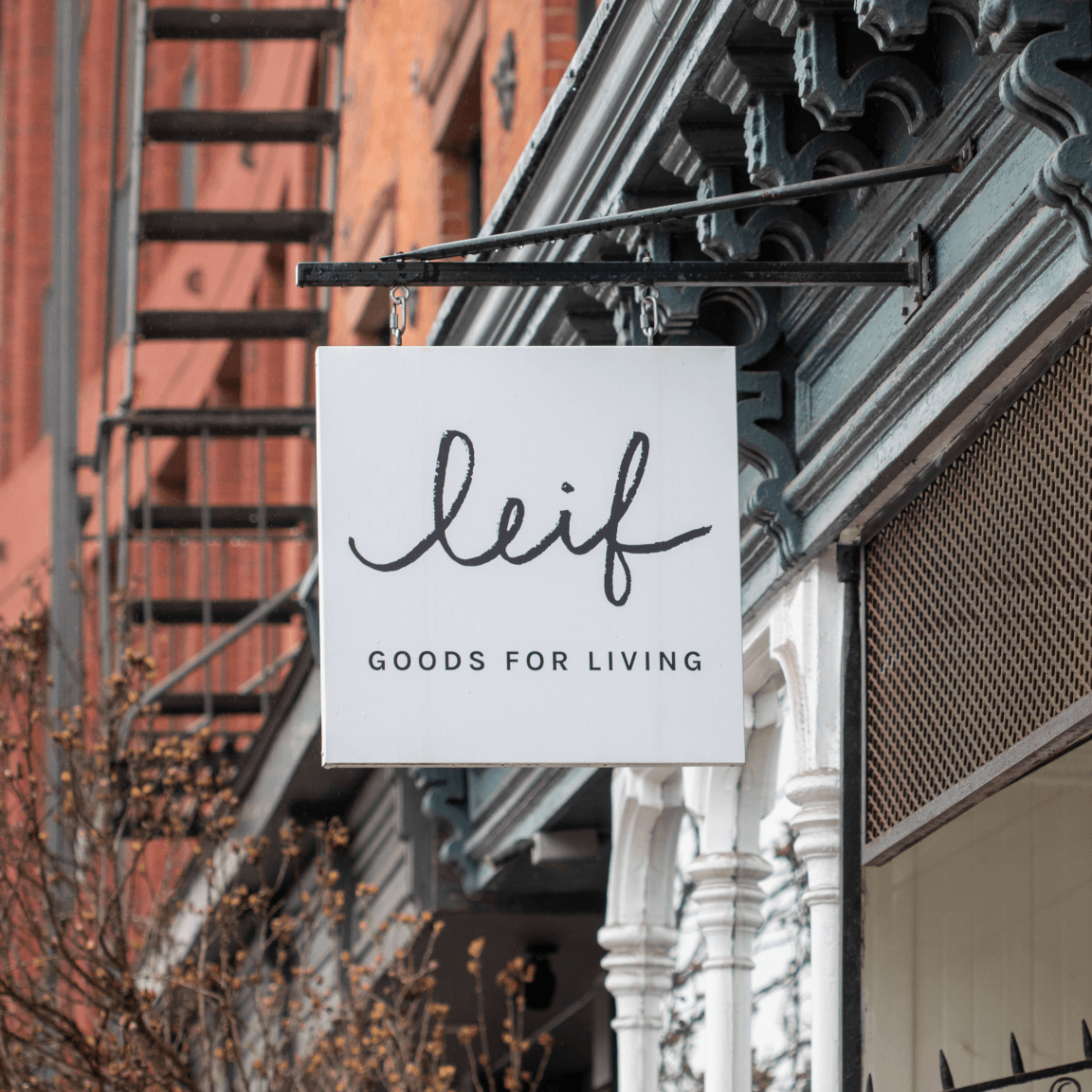 Leif Goods for Living sign - Design in Williamsburg, Brooklyn